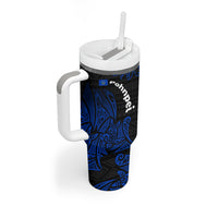 Pohnpei Federated States Of Micronesia Tumbler With Handle Polynesian Tribal Heritage Art With Blue Island Tattoo Patterns