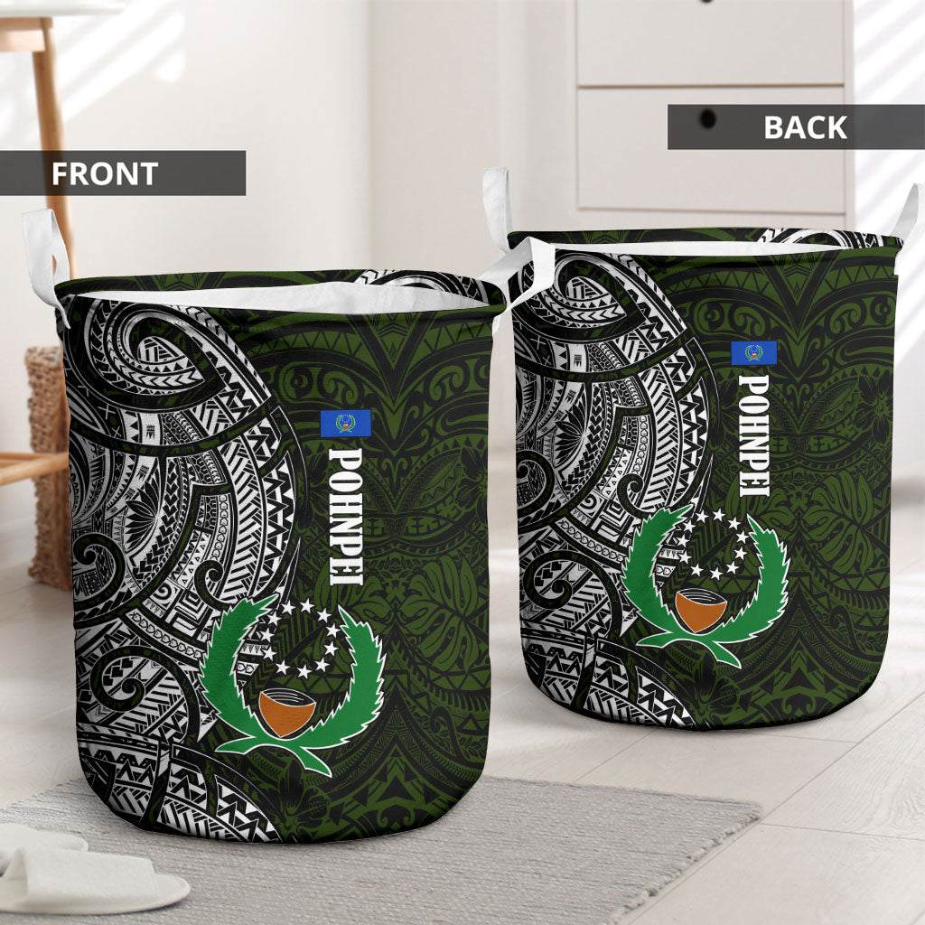 Pohnpei Federated States Of Micronesia Laundry Basket Polynesian Tribal Heritage Art With Kaselehlie State Seal