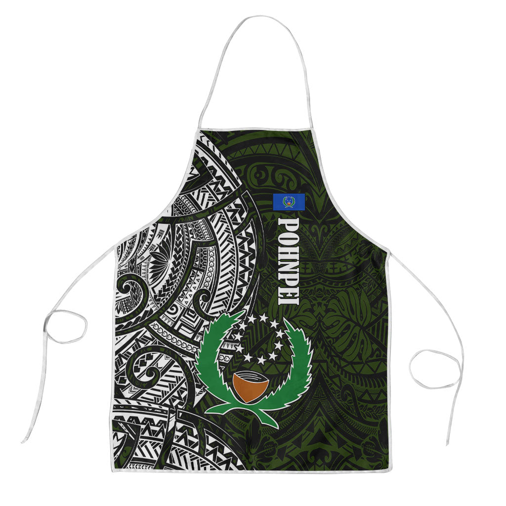 Pohnpei Federated States Of Micronesia Apron Polynesian Tribal Heritage Art With Kaselehlie State Seal TS04 Green White - Polynesian Pride