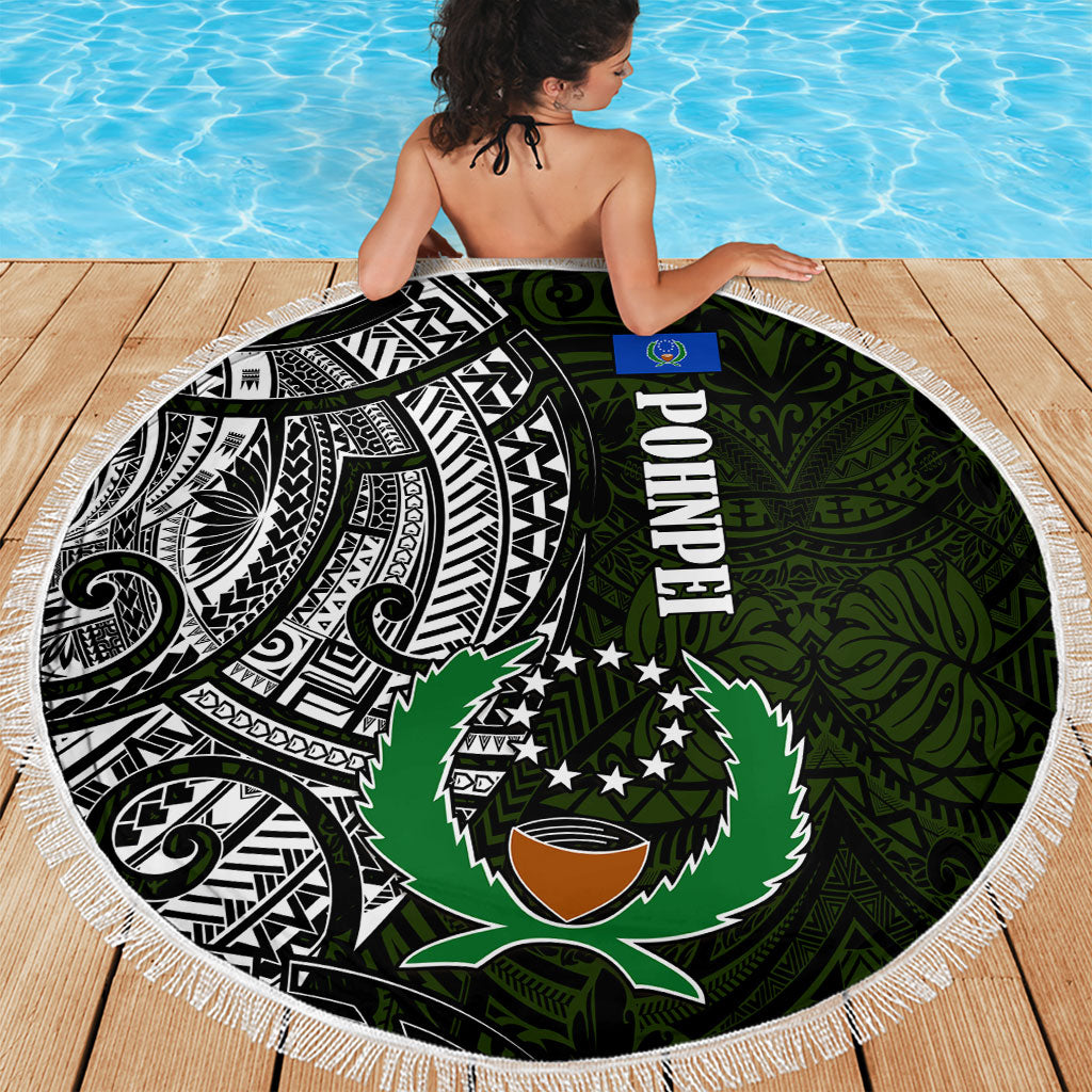 Pohnpei Federated States Of Micronesia Beach Blanket Polynesian Tribal Heritage Art With Kaselehlie State Seal TS04 - Polynesian Pride