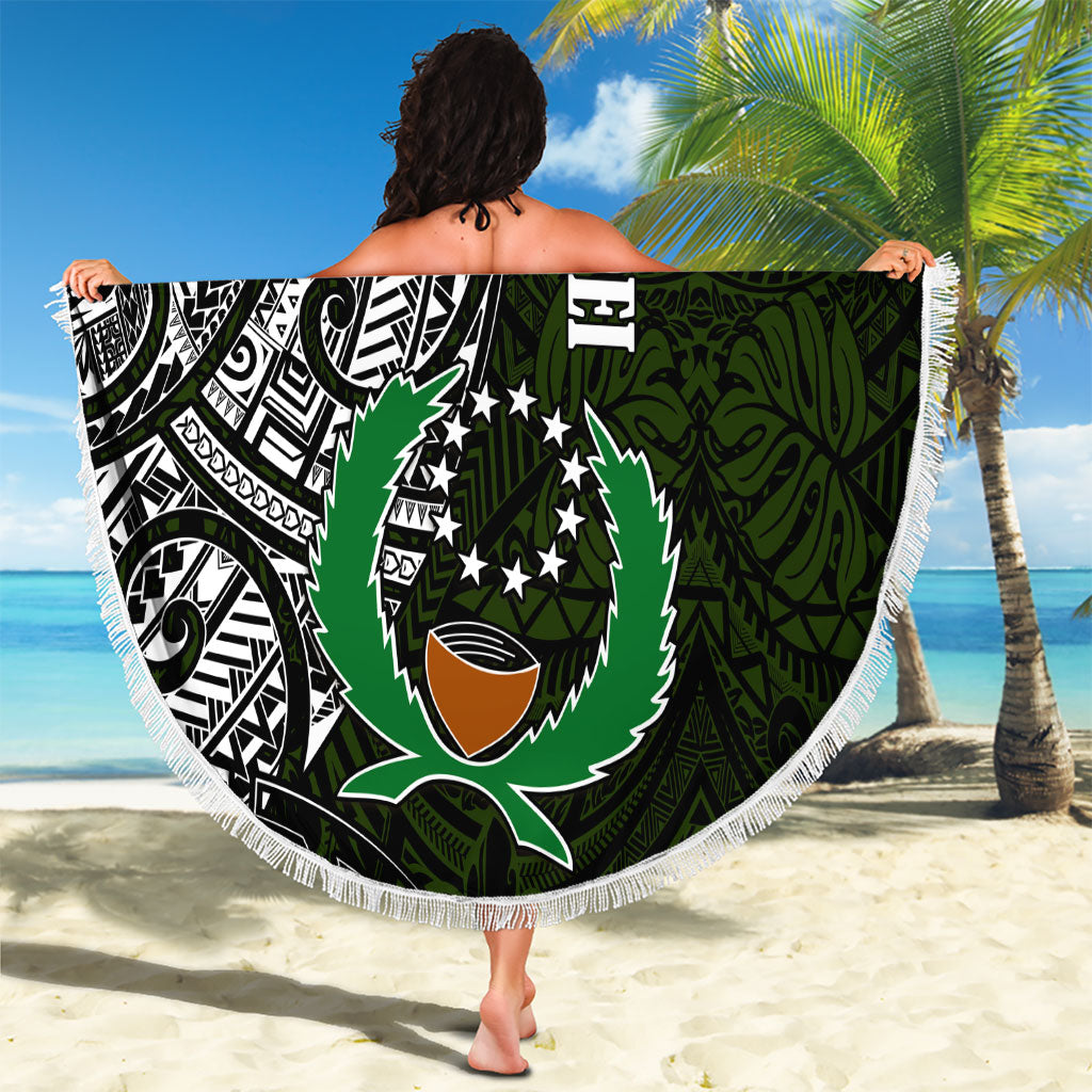 Pohnpei Federated States Of Micronesia Beach Blanket Polynesian Tribal Heritage Art With Kaselehlie State Seal TS04 - Polynesian Pride