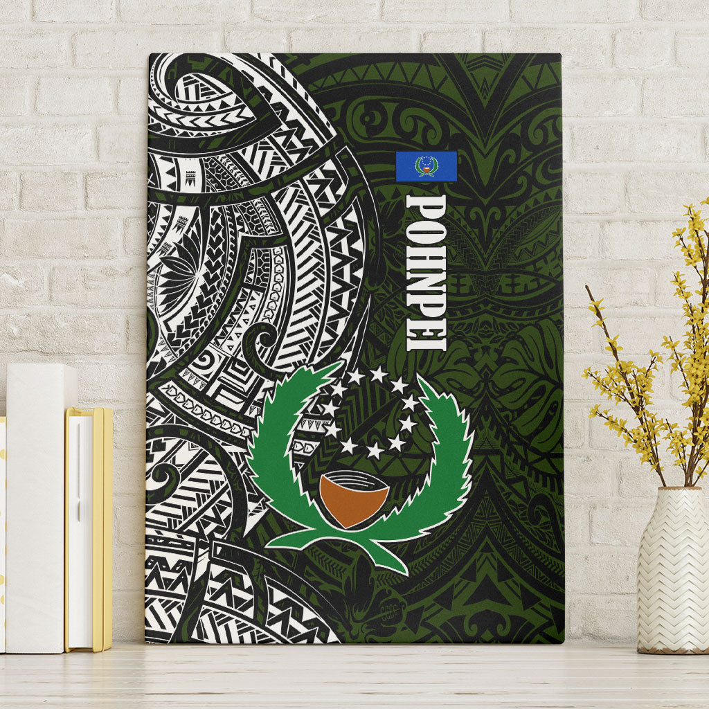 Pohnpei Federated States Of Micronesia Canvas Wall Art Polynesian Tribal Heritage Art With Kaselehlie State Seal TS04 Without Frame Green White - Polynesian Pride