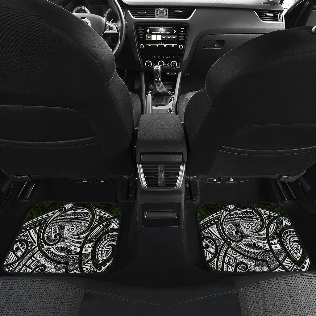 Pohnpei Federated States Of Micronesia Car Mats Polynesian Tribal Heritage Art With Kaselehlie State Seal TS04 Set 2pcs - Back Green White - Polynesian Pride