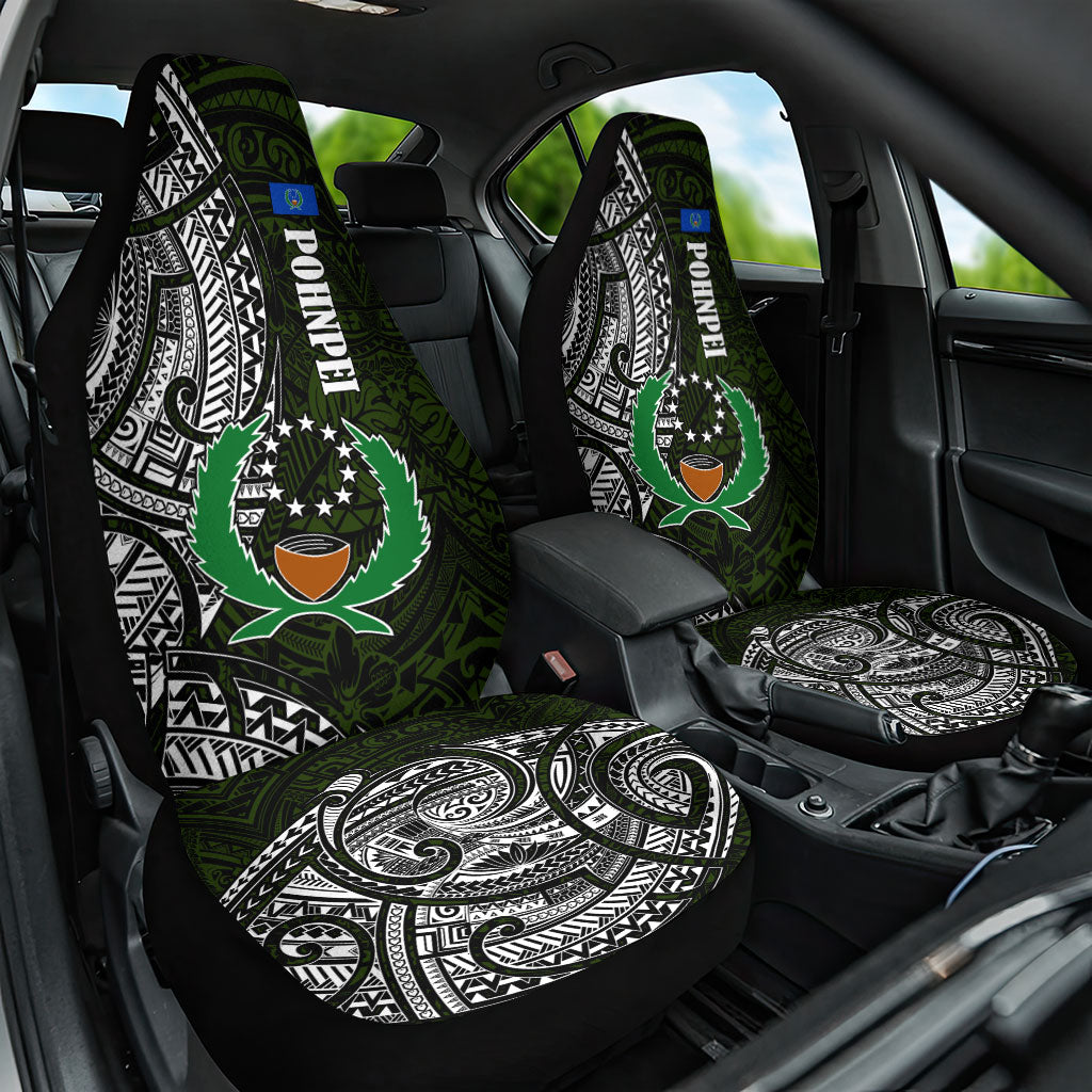 Pohnpei Federated States Of Micronesia Car Seat Cover Polynesian Tribal Heritage Art With Kaselehlie State Seal