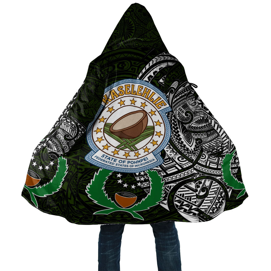 Pohnpei Federated States Of Micronesia Cloak Polynesian Tribal Heritage Art With Kaselehlie State Seal TS04 Unisex Green White - Polynesian Pride