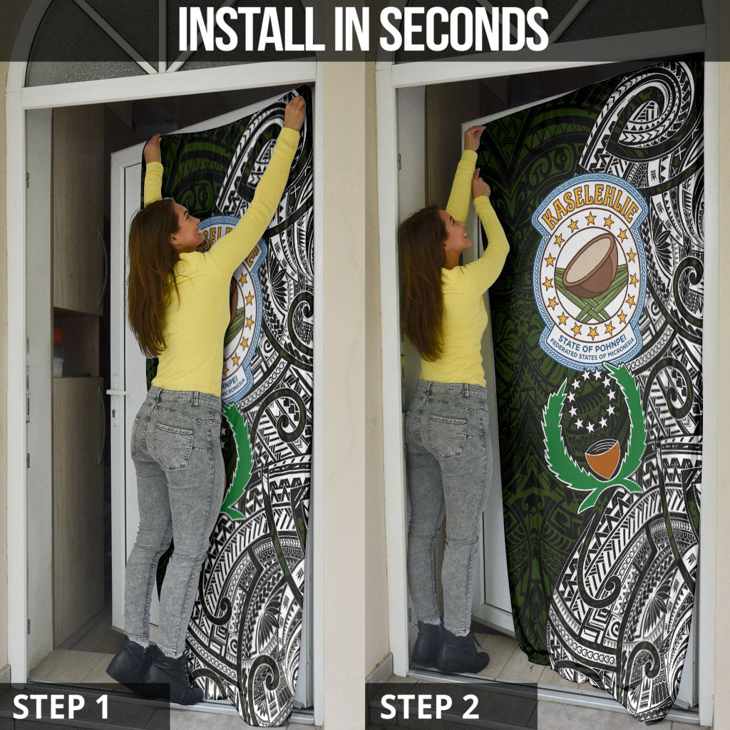 Pohnpei Federated States Of Micronesia Door Cover Polynesian Tribal Heritage Art With Kaselehlie State Seal