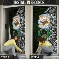 Pohnpei Federated States Of Micronesia Door Cover Polynesian Tribal Heritage Art With Kaselehlie State Seal