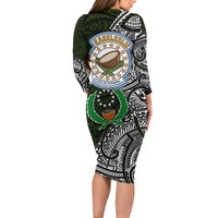 Pohnpei Federated States Of Micronesia Family Matching Long Sleeve Bodycon Dress and Hawaiian Shirt Polynesian Tribal Heritage Art With Kaselehlie State Seal TS04 - Polynesian Pride