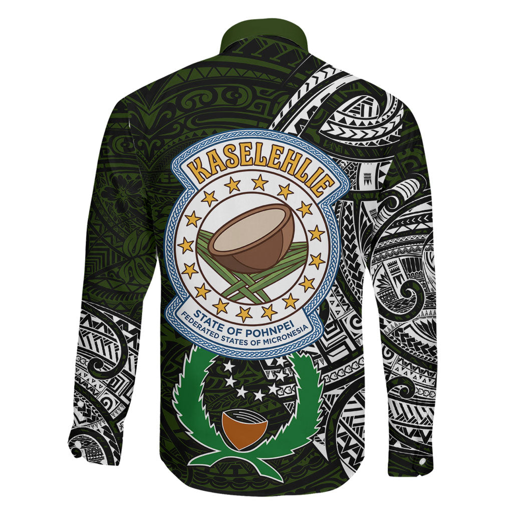 Pohnpei Federated States Of Micronesia Family Matching Off Shoulder Maxi Dress and Hawaiian Shirt Polynesian Tribal Heritage Art With Kaselehlie State Seal