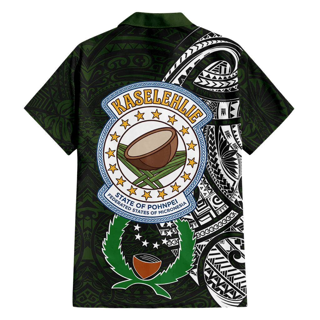 Pohnpei Federated States Of Micronesia Family Matching Off Shoulder Short Dress and Hawaiian Shirt Polynesian Tribal Heritage Art With Kaselehlie State Seal
