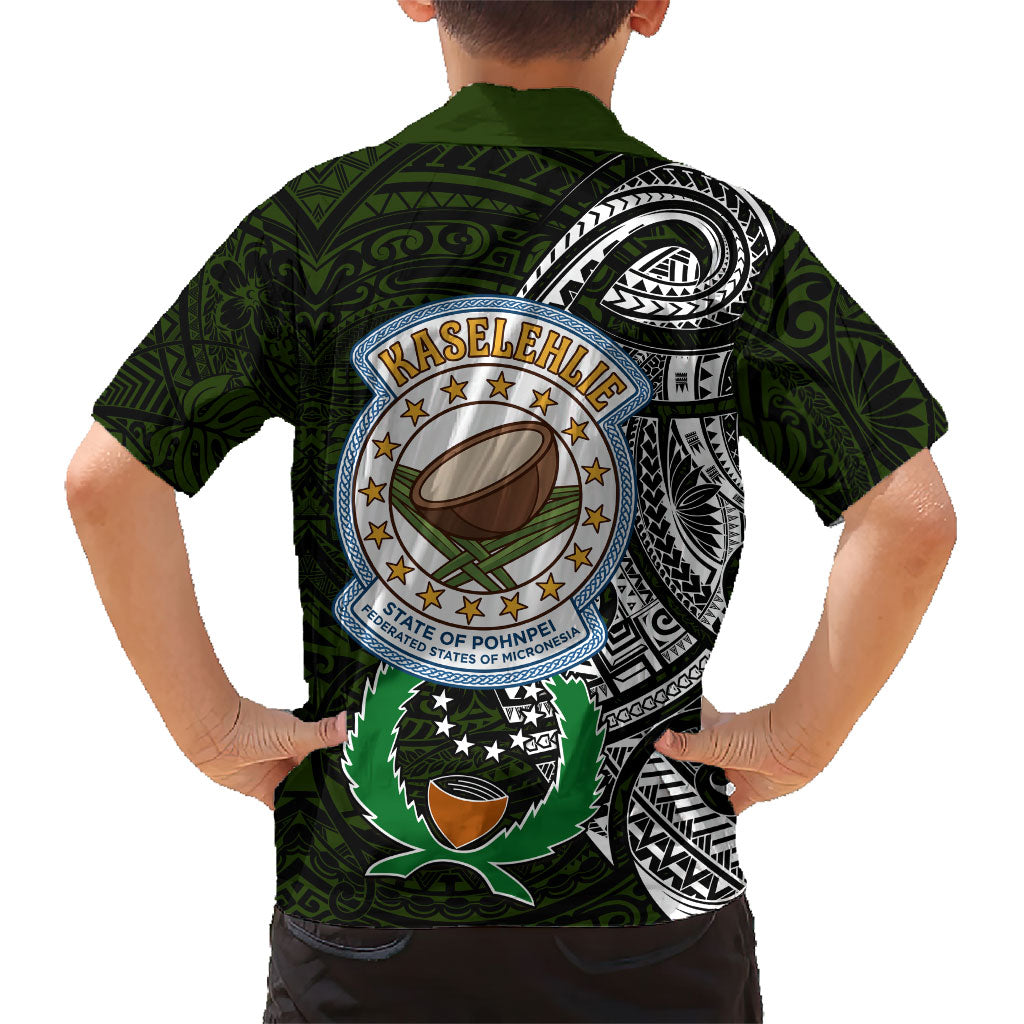 Pohnpei Federated States Of Micronesia Family Matching Puletasi and Hawaiian Shirt Polynesian Tribal Heritage Art With Kaselehlie State Seal