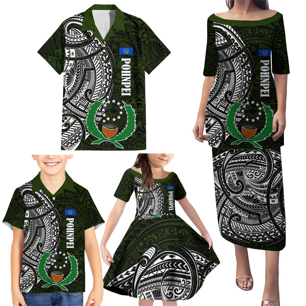 Pohnpei Federated States Of Micronesia Family Matching Puletasi and Hawaiian Shirt Polynesian Tribal Heritage Art With Kaselehlie State Seal TS04 - Polynesian Pride