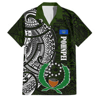 Pohnpei Federated States Of Micronesia Family Matching Short Sleeve Bodycon Dress and Hawaiian Shirt Polynesian Tribal Heritage Art With Kaselehlie State Seal TS04 Dad's Shirt - Short Sleeve Green White - Polynesian Pride