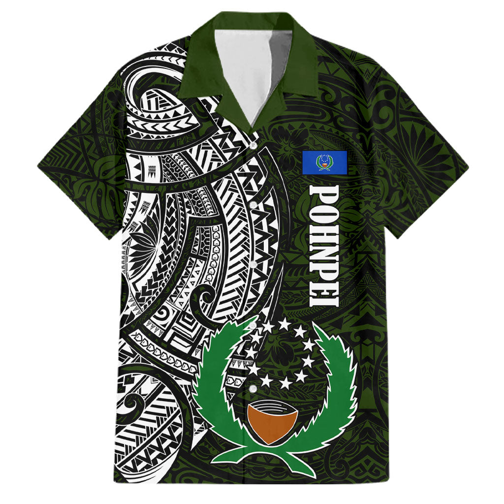 Pohnpei Federated States Of Micronesia Family Matching Summer Maxi Dress and Hawaiian Shirt Polynesian Tribal Heritage Art With Kaselehlie State Seal