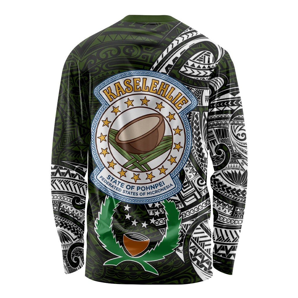 Pohnpei Federated States Of Micronesia Long Sleeve Shirt Polynesian Tribal Heritage Art With Kaselehlie State Seal