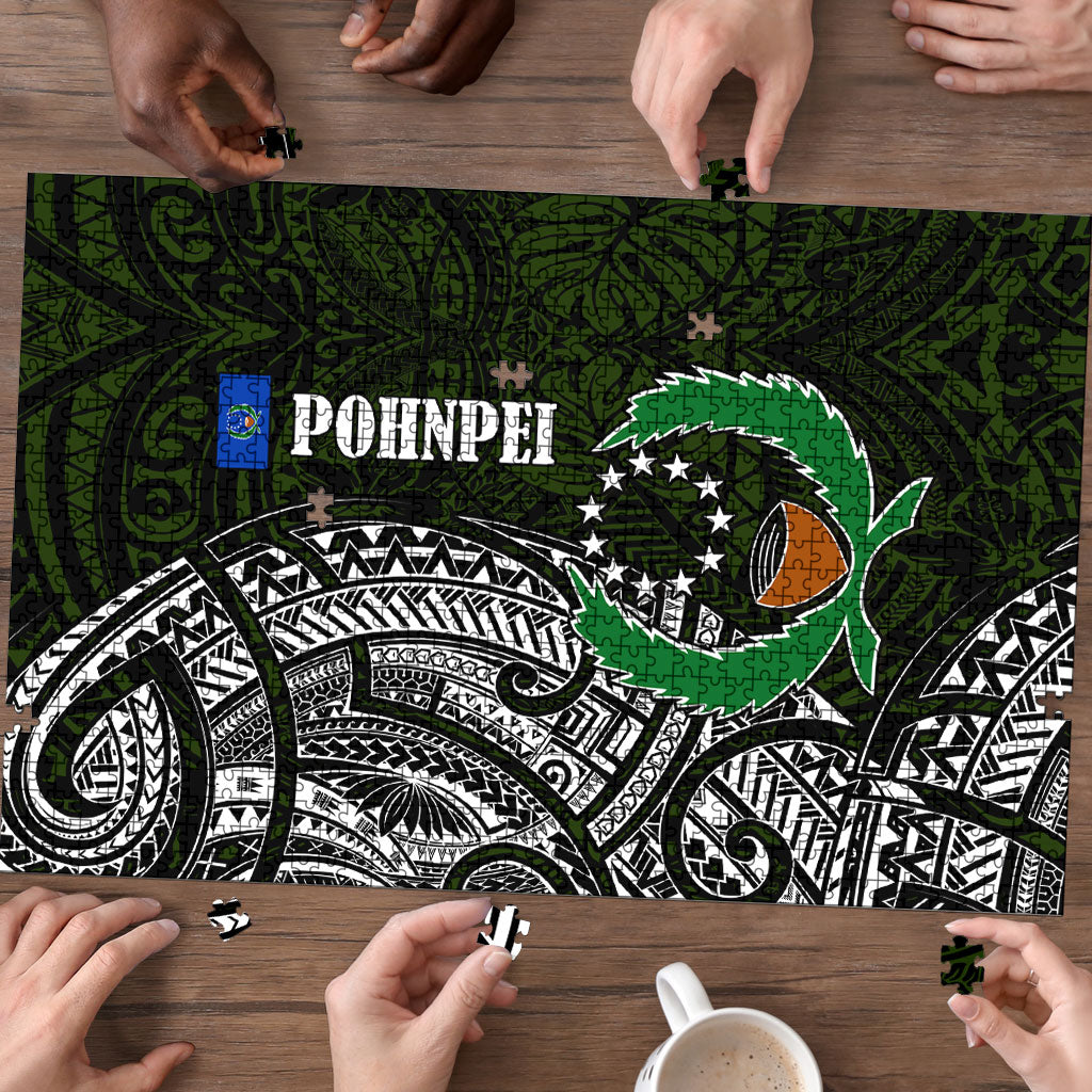 Pohnpei Federated States Of Micronesia Puzzle Polynesian Tribal Heritage Art With Kaselehlie State Seal