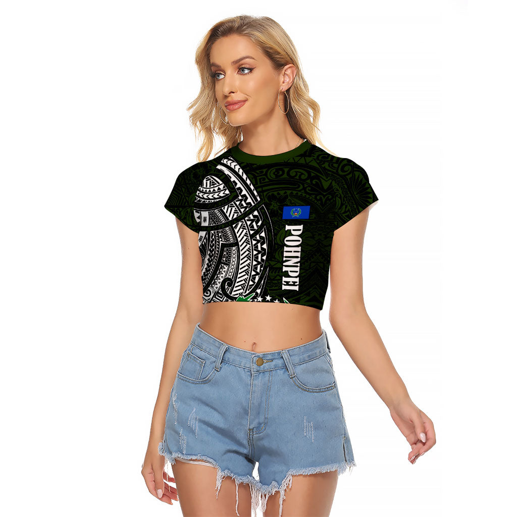 Pohnpei Federated States Of Micronesia Raglan Cropped T Shirt Polynesian Tribal Heritage Art With Kaselehlie State Seal