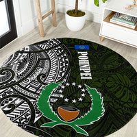 Pohnpei Federated States Of Micronesia Round Carpet Polynesian Tribal Heritage Art With Kaselehlie State Seal