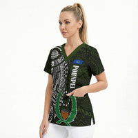 Pohnpei Federated States Of Micronesia Scrub Top Polynesian Tribal Heritage Art With Kaselehlie State Seal