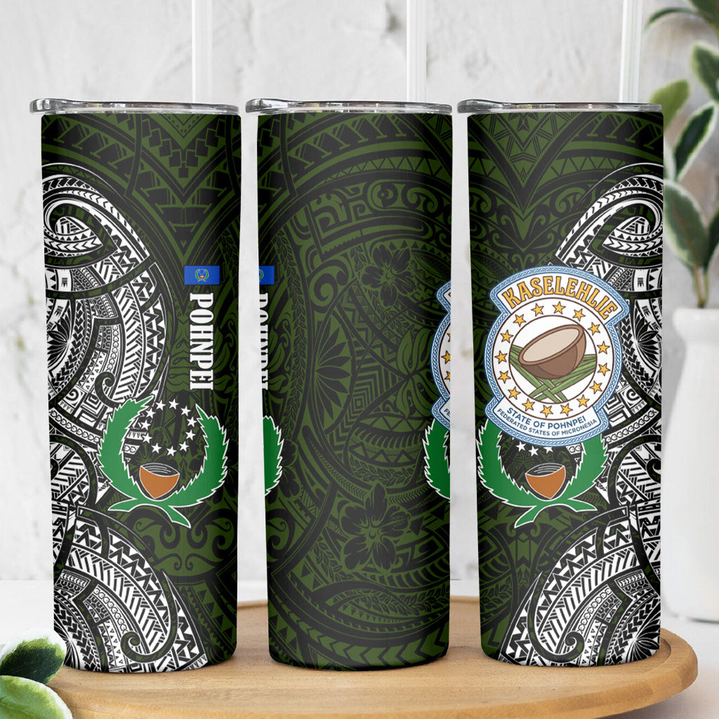Pohnpei Federated States Of Micronesia Skinny Tumbler Polynesian Tribal Heritage Art With Kaselehlie State Seal