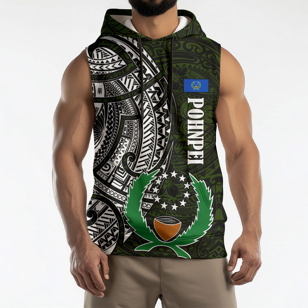 Pohnpei Federated States Of Micronesia Sleeveless Hoodie Polynesian Tribal Heritage Art With Kaselehlie State Seal TS04 - Polynesian Pride