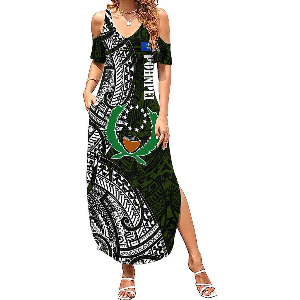 Pohnpei Federated States Of Micronesia Summer Maxi Dress Polynesian Tribal Heritage Art With Kaselehlie State Seal