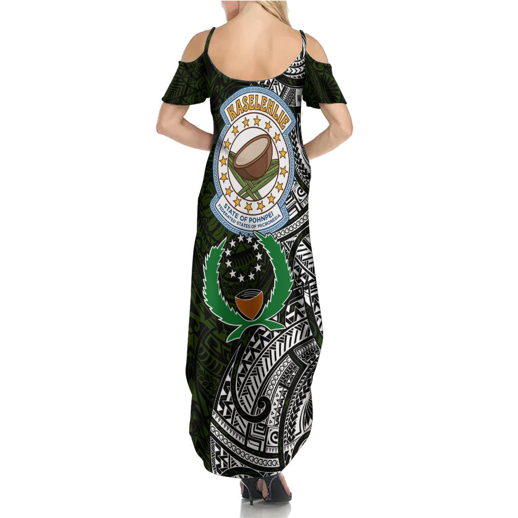 Pohnpei Federated States Of Micronesia Summer Maxi Dress Polynesian Tribal Heritage Art With Kaselehlie State Seal