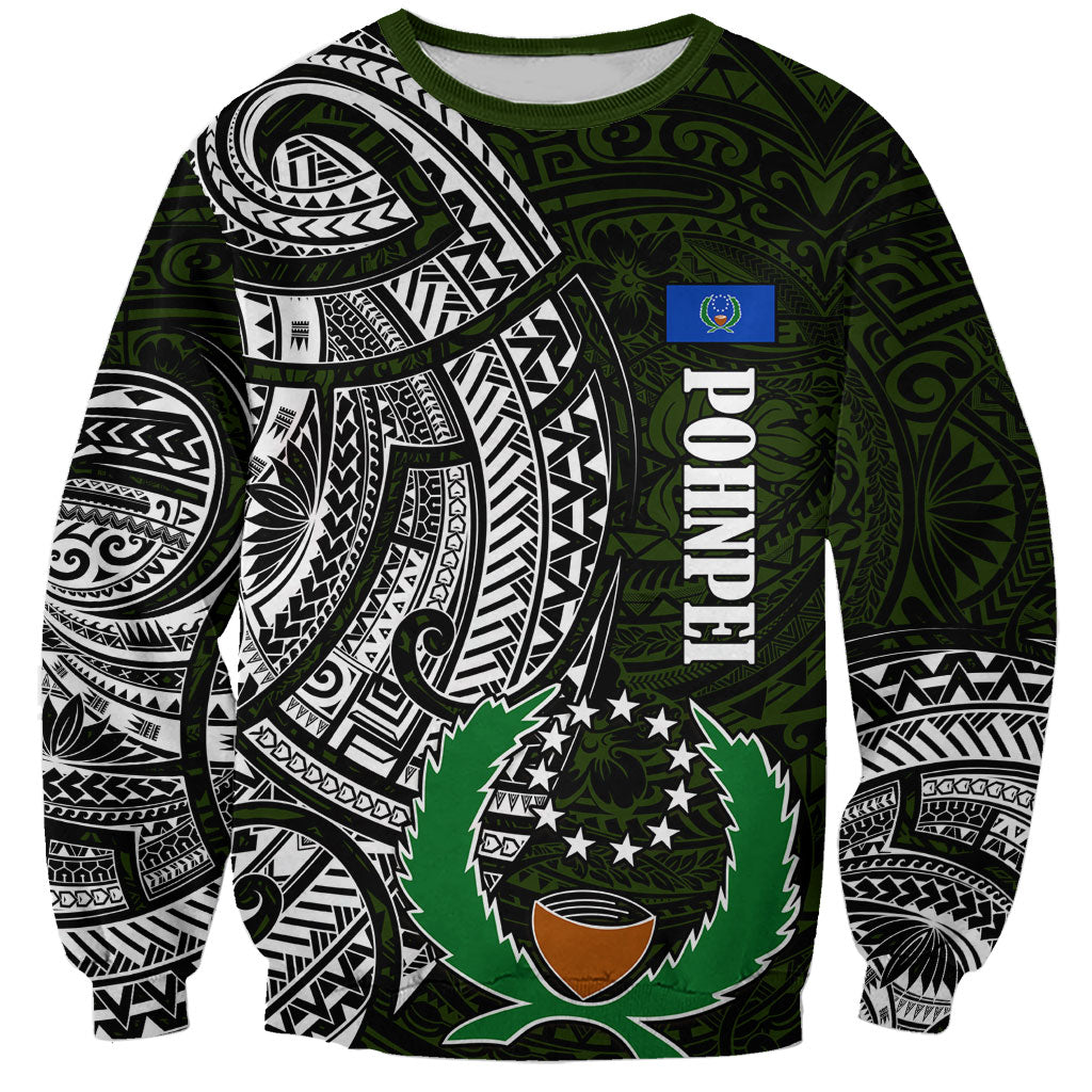 Pohnpei Federated States Of Micronesia Sweatshirt Polynesian Tribal Heritage Art With Kaselehlie State Seal