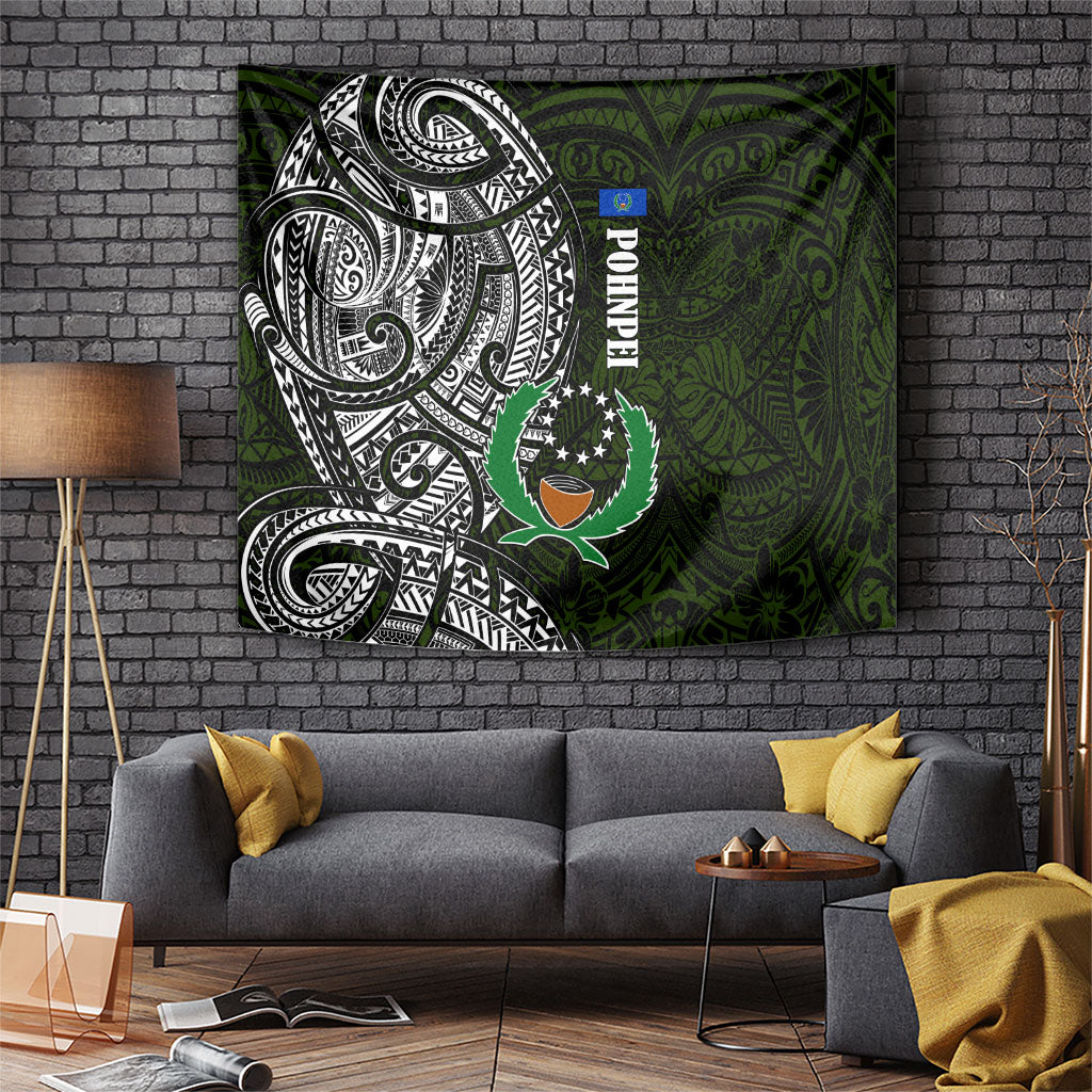 Pohnpei Federated States Of Micronesia Tapestry Polynesian Tribal Heritage Art With Kaselehlie State Seal
