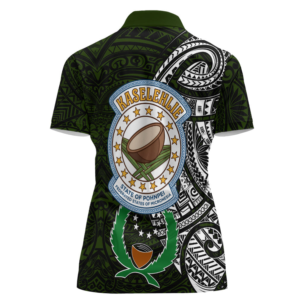 Pohnpei Federated States Of Micronesia Women Polo Shirt Polynesian Tribal Heritage Art With Kaselehlie State Seal TS04 - Polynesian Pride