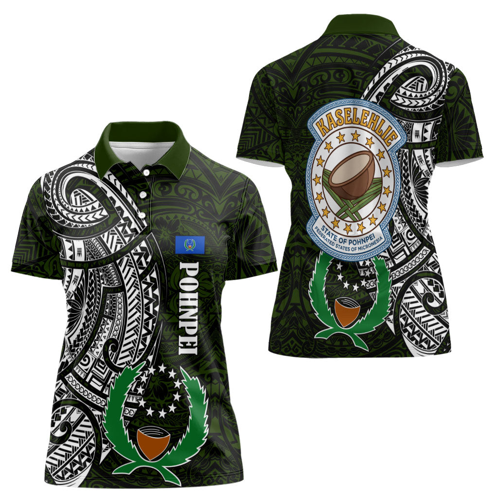 Pohnpei Federated States Of Micronesia Women Polo Shirt Polynesian Tribal Heritage Art With Kaselehlie State Seal TS04 - Polynesian Pride