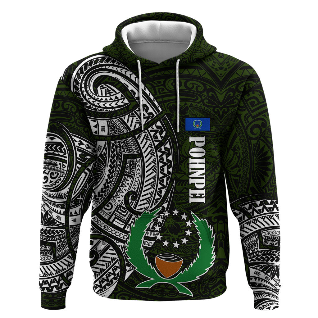 Pohnpei Federated States Of Micronesia Zip Hoodie Polynesian Tribal Heritage Art With Kaselehlie State Seal