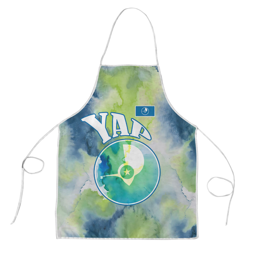 Yap Island Heritage Cultural Symbol Apron Micronesian Flag Stone Money Watercolor Abstract Art Design