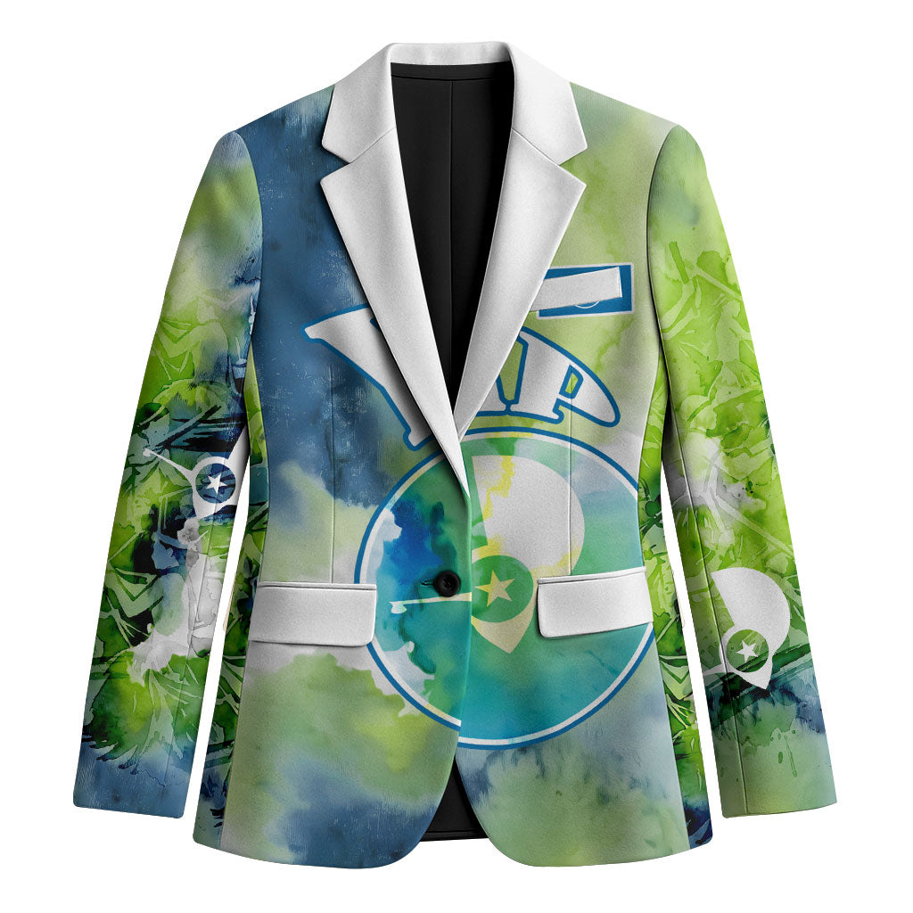 Yap Island Heritage Cultural Symbol Blazer Micronesian Flag Stone Money Watercolor Abstract Art Design