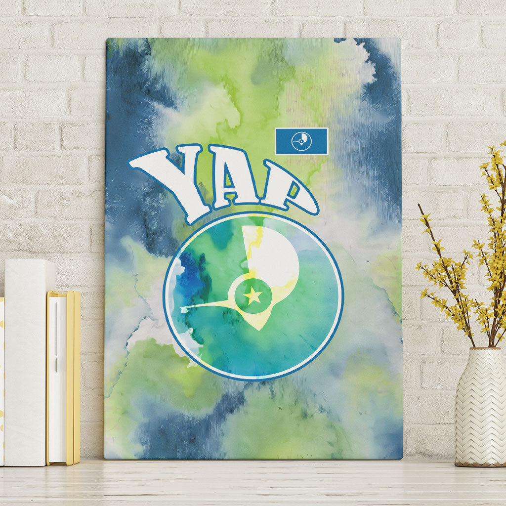 Yap Island Heritage Cultural Symbol Canvas Wall Art Micronesian Flag Stone Money Watercolor Abstract Art Design