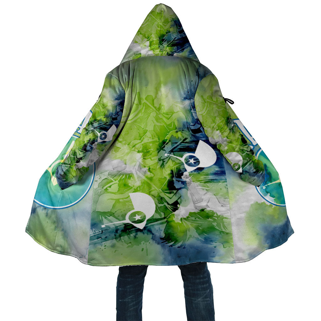 Yap Island Heritage Cultural Symbol Cloak Micronesian Flag Stone Money Watercolor Abstract Art Design
