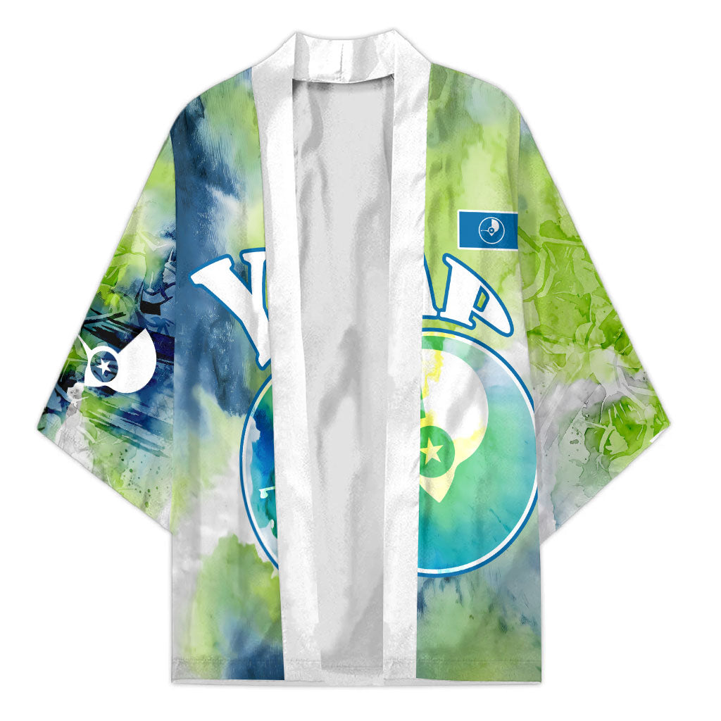 Yap Island Heritage Cultural Symbol Kimono Micronesian Flag Stone Money Watercolor Abstract Art Design