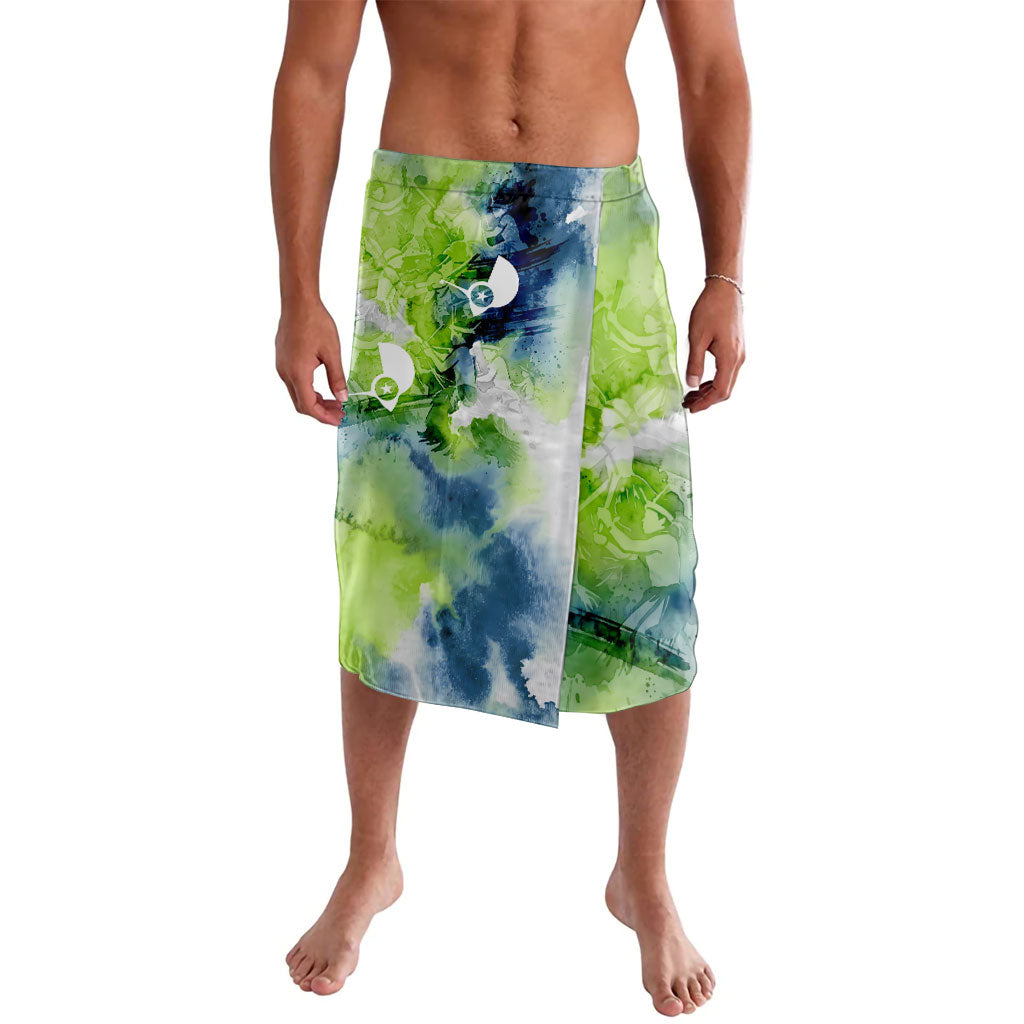 Yap Island Heritage Cultural Symbol Lavalava Micronesian Flag Stone Money Watercolor Abstract Art Design