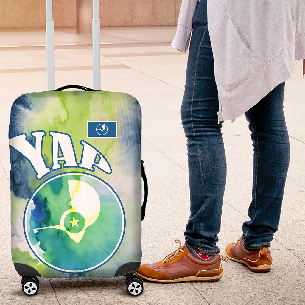 Yap Island Heritage Cultural Symbol Luggage Cover Micronesian Flag Stone Money Watercolor Abstract Art Design