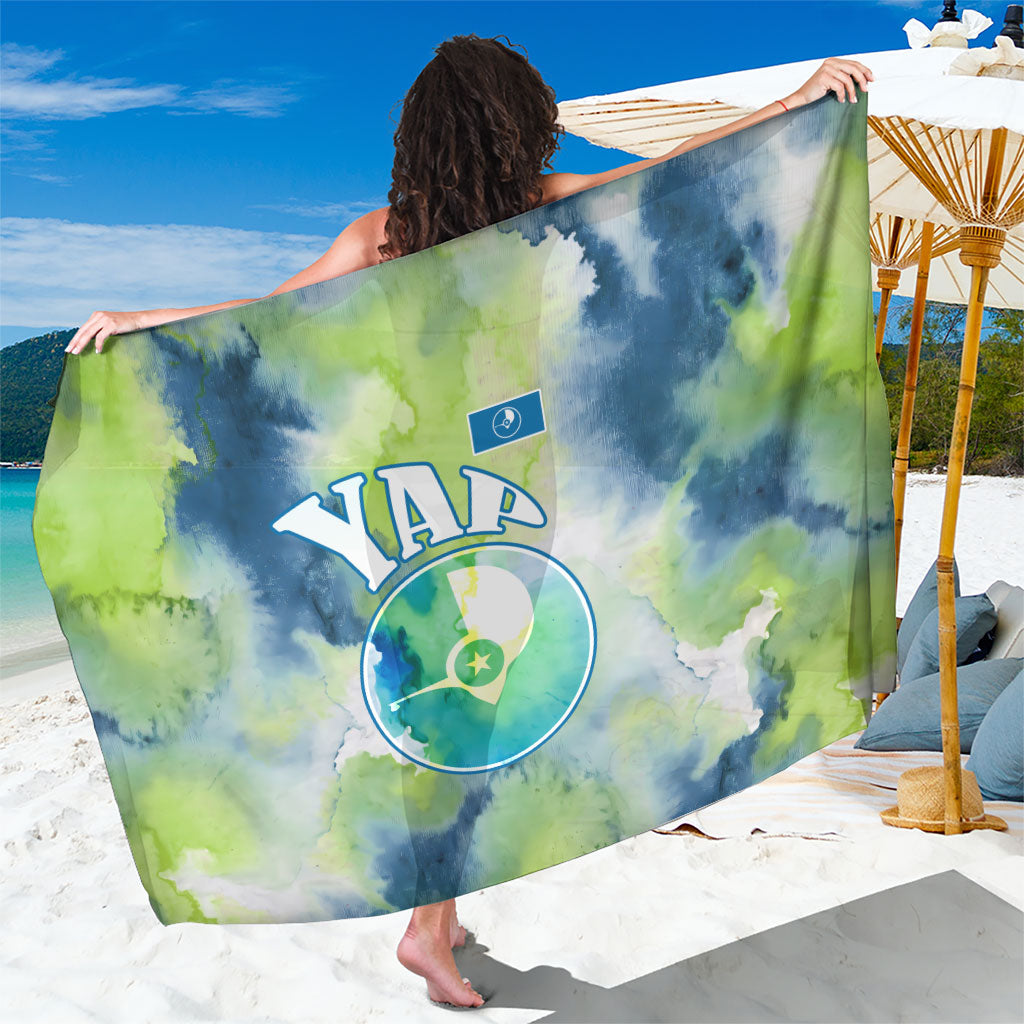Yap Island Heritage Cultural Symbol Sarong Micronesian Flag Stone Money Watercolor Abstract Art Design