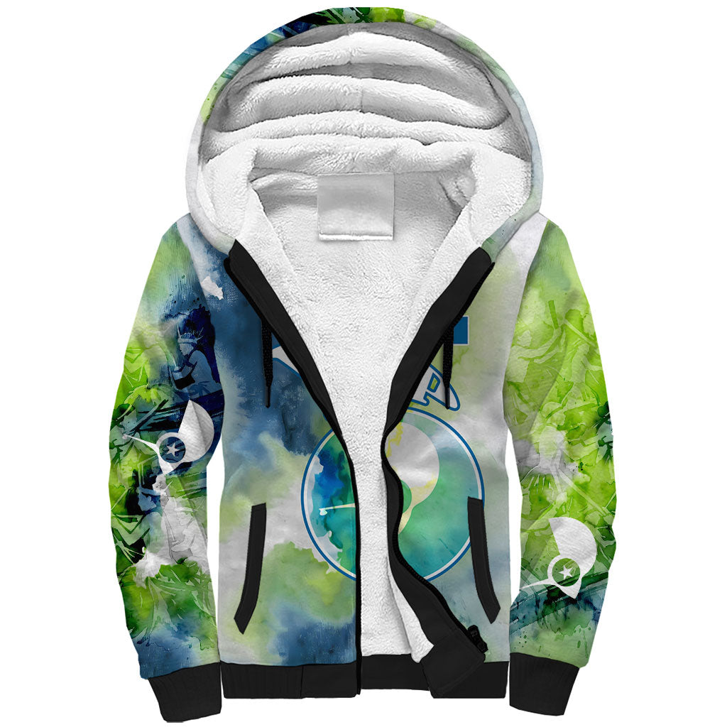Yap Island Heritage Cultural Symbol Sherpa Hoodie Micronesian Flag Stone Money Watercolor Abstract Art Design