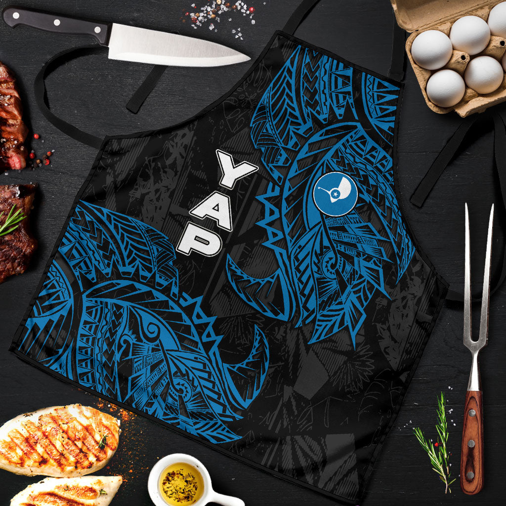 Yap Island Tribal Heritage Apron Micronesian Polynesian Tattoo Pattern Blue Black Cultural Art