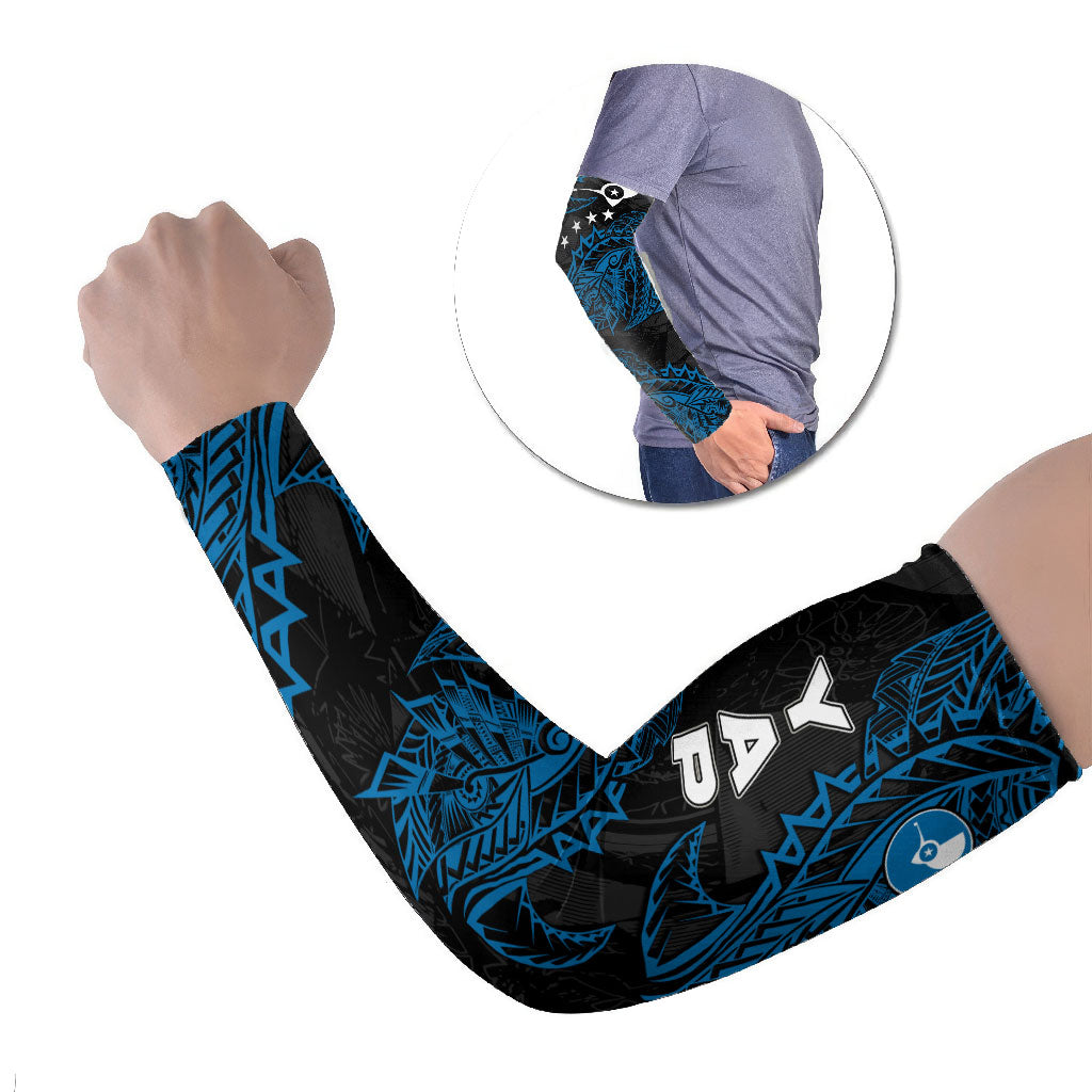 Yap Island Tribal Heritage Arm Sleeves Micronesian Polynesian Tattoo Pattern Blue Black Cultural Art
