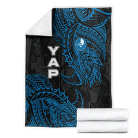 Yap Island Tribal Heritage Blanket Micronesian Polynesian Tattoo Pattern Blue Black Cultural Art