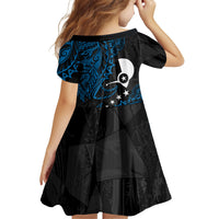 Yap Island Tribal Heritage Family Matching Off Shoulder Short Dress and Hawaiian Shirt Micronesian Polynesian Tattoo Pattern Blue Black Cultural Art TS04 - Polynesian Pride