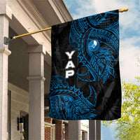 Yap Island Tribal Heritage Garden Flag Micronesian Polynesian Tattoo Pattern Blue Black Cultural Art