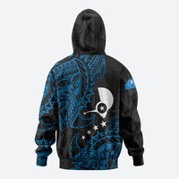 Yap Island Tribal Heritage Hoodie Micronesian Polynesian Tattoo Pattern Blue Black Cultural Art