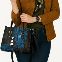 Yap Island Tribal Heritage Leather Bag Micronesian Polynesian Tattoo Pattern Blue Black Cultural Art