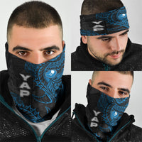 Yap Island Tribal Heritage Neck Gaiter Micronesian Polynesian Tattoo Pattern Blue Black Cultural Art