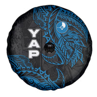 Yap Island Tribal Heritage Spare Tire Cover Micronesian Polynesian Tattoo Pattern Blue Black Cultural Art